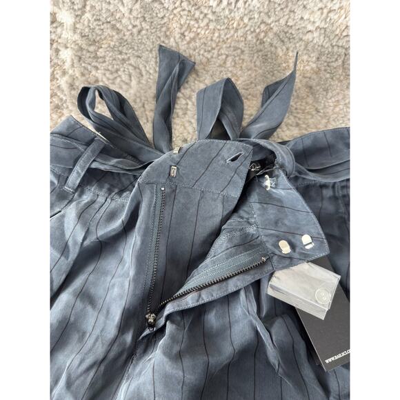 NEW Rails Size S Pinstripe Wide Leg Tie Casual Pants Charcoal Button Zip NWT - Picture 7 of 12